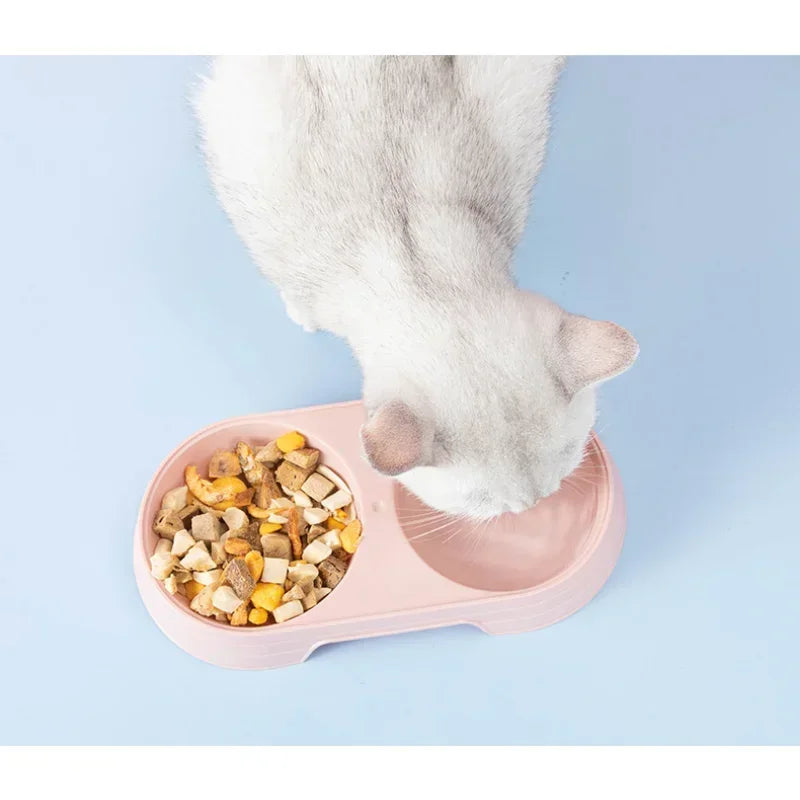 Tigela dupla para animais de estimação, cães e gatos, tigelas duplas, macaron, plástico, suprimentos para animais de estimação, acessórios para gatos, produtos para gatos