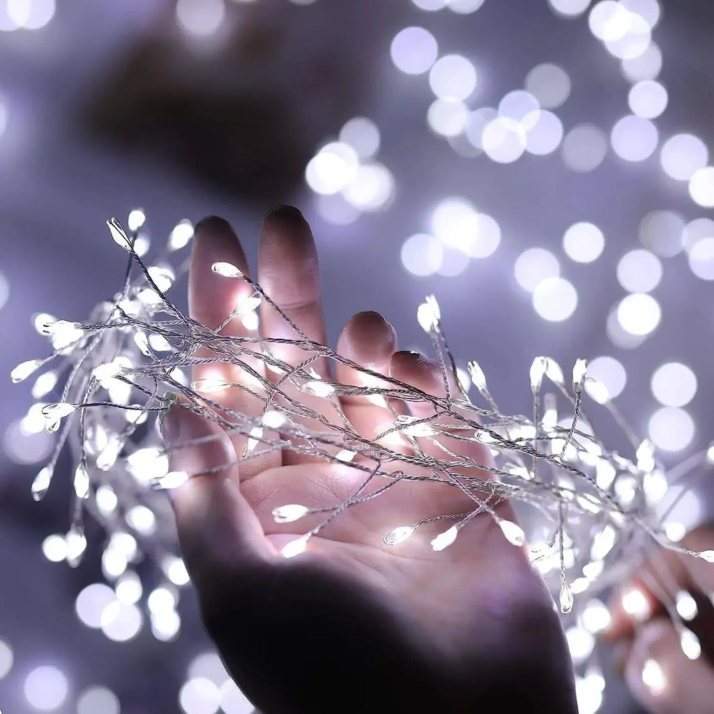 Luzes de cordão LED para decoração de árvore de Natal, guirlanda de Halloween e Ano Novo, luzes de fada com alimentação DC EU/US para decoração de casamento, festa e Natal