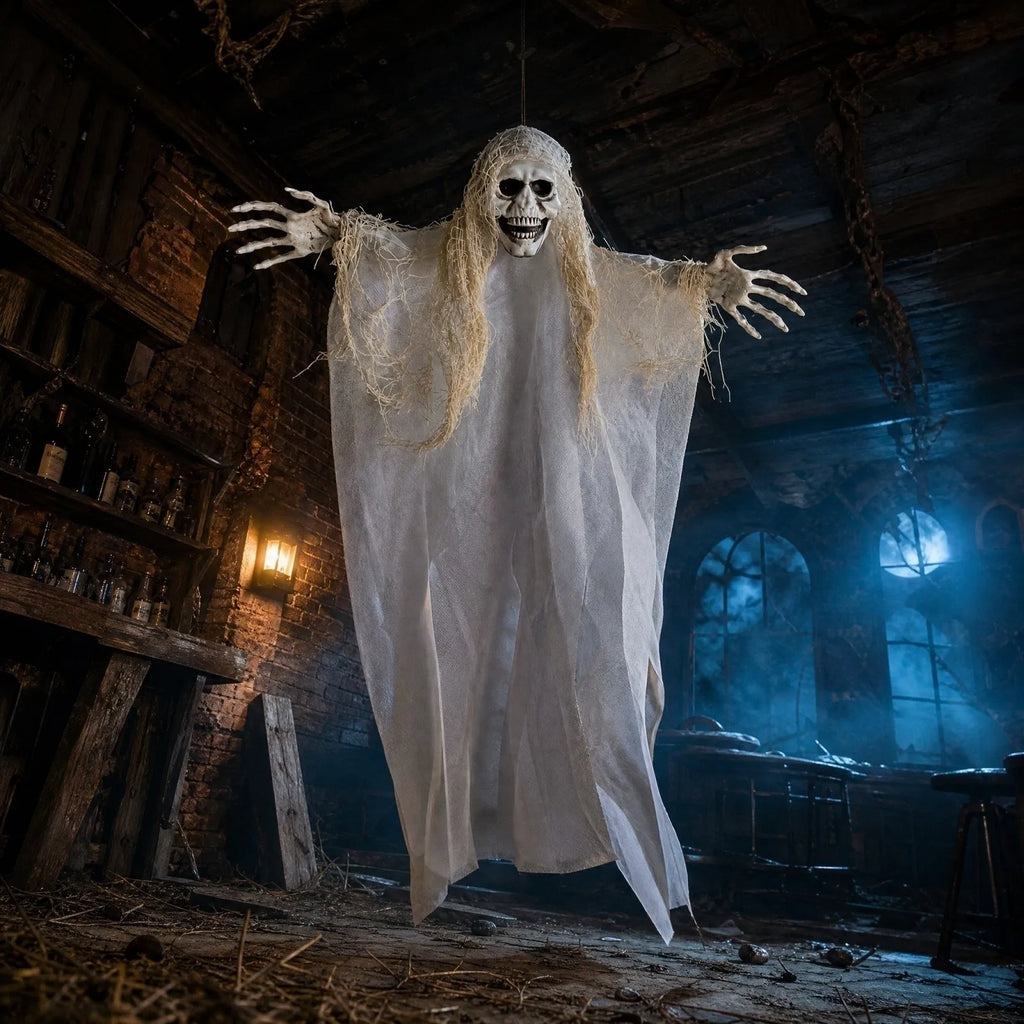 Decoração de Halloween: Fantasmas e Zumbis Pendurados para Casa Assombrada, Bar, Atmosfera de Terror, Capas Assustadoras para Festas e Portas de Casa