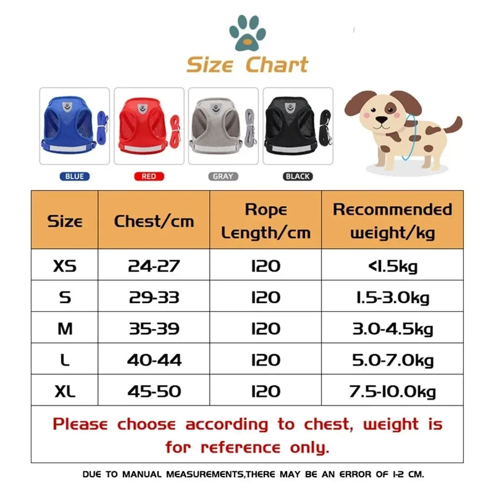 Conjunto de coleira de chumbo para gatos, ajustável, reflexivo, à prova de fuga, colete de malha para animais de estimação, coleira para cachorro, cachorro pequeno, gato, suprimentos para animais de estimação
