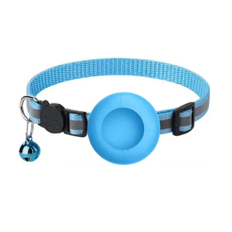 Coleira para Gato Airtag, Fivela de Segurança Refletiva com Sino, Coleira GPS Ajustável Anti-Perda para Gatinhos e Filhotes