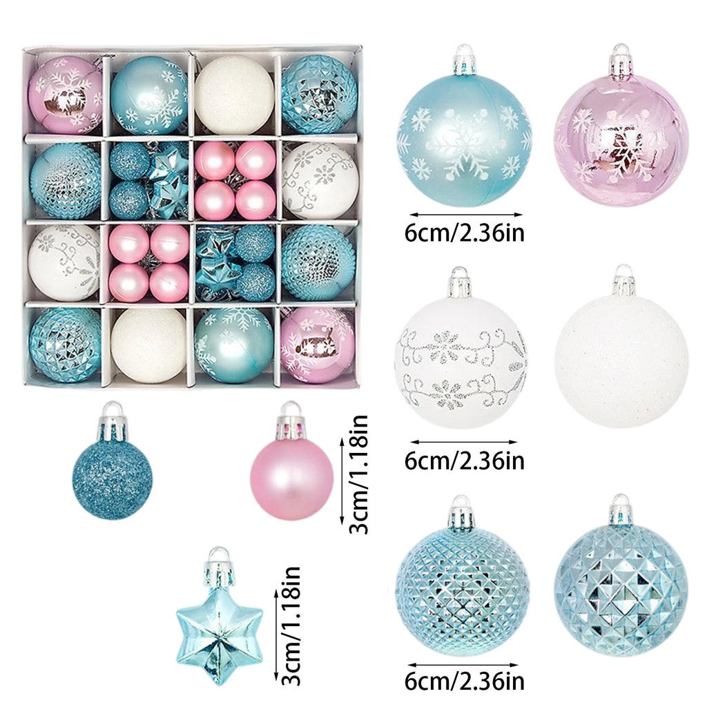 44 pçs/set bauble festa de natal pendurado bola ornamentos decorações de natal decorações da árvore de natal bolas para casa presente de ano novo