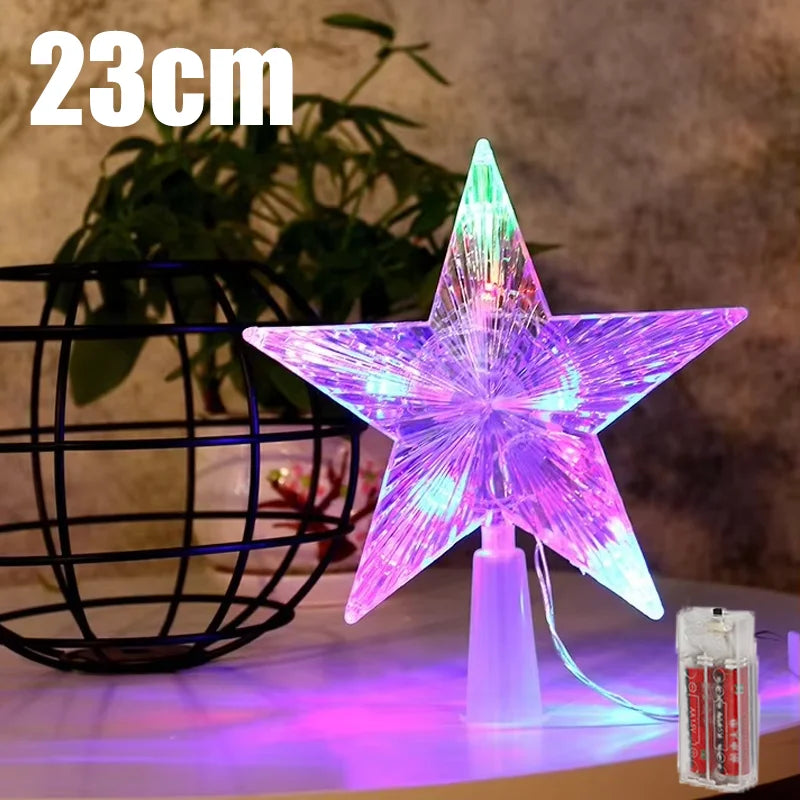 Estrela de topo para árvore de Natal, luminária estrela brilhante, decoração de Natal, artigos para festas em casa, enfeite de Natal, presente.