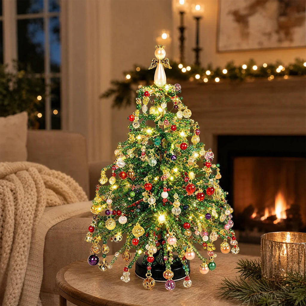 Kit de Artesanato de Natal DIY: Árvore de Natal com Contas e Luzes Brilhantes para Decoração com Contas