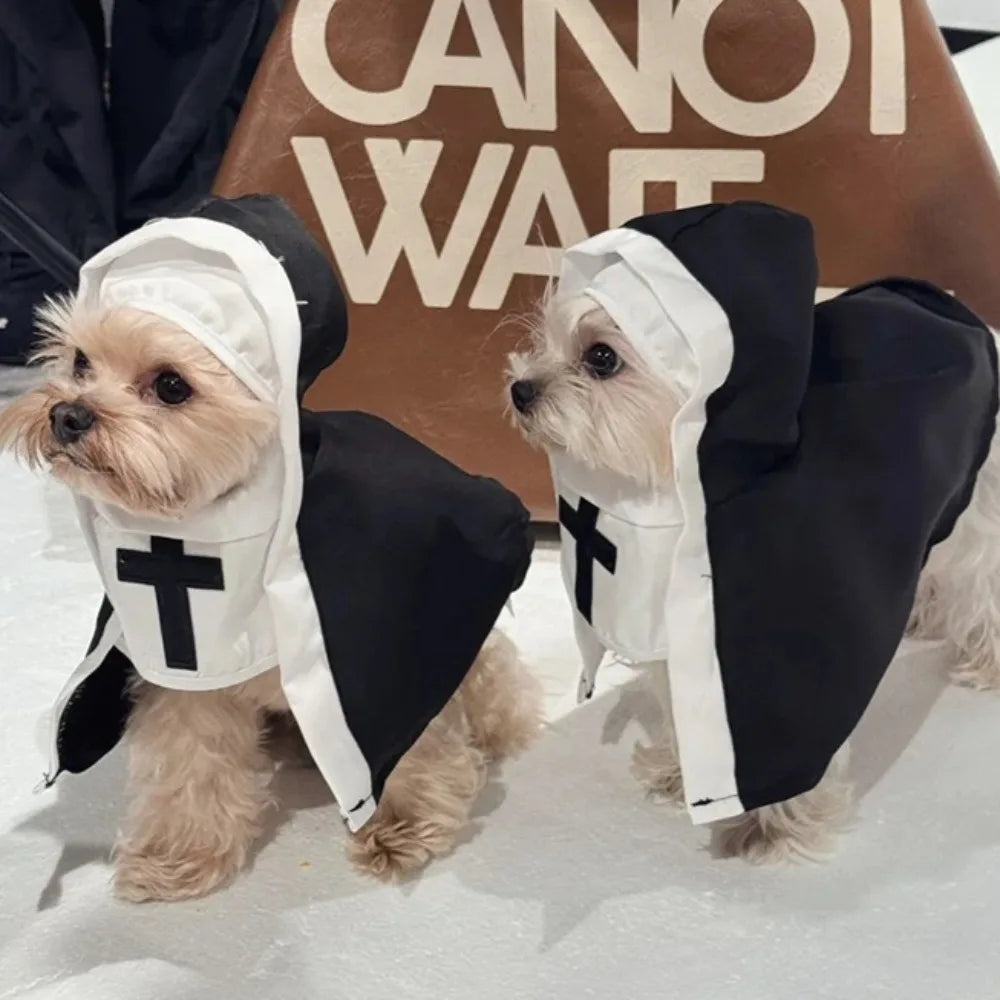 Fantasia de freira para gatos e cães, roupa religiosa engraçada para animais de estimação, fantasia de cosplay para Halloween, adereços para festas.