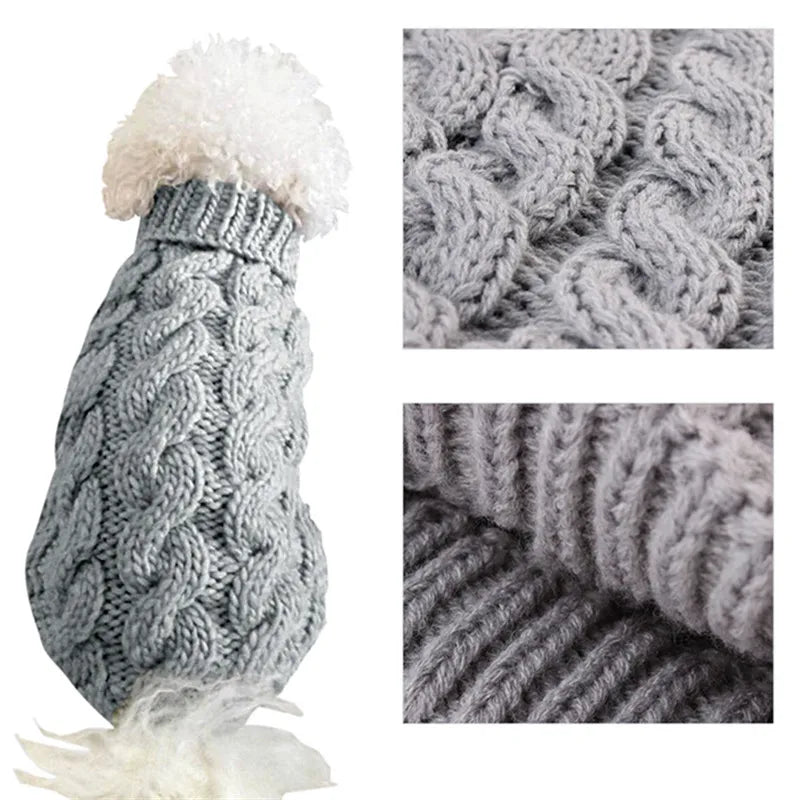 Roupas de inverno para animais de estimação, suéter para cães pequenos, roupas para gatos, quente, gola alta, chihuahua, colete lanoso, yorkie, casaco de cachorro de pelúcia