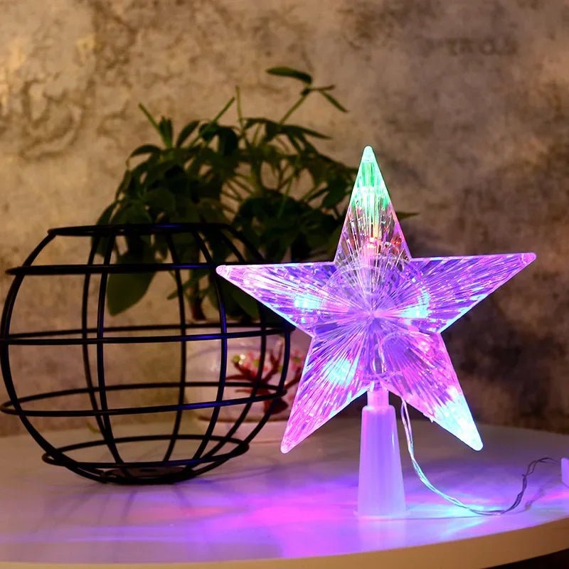 Estrela de topo para árvore de Natal, luminária estrela brilhante, decoração de Natal, artigos para festas em casa, enfeite de Natal, presente.