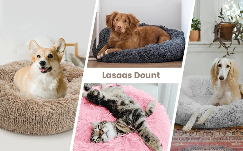 Cama redonda para animais de estimação, 40-90cm, 6 tamanhos, cama grande para cães, super macia, casa de pelúcia para cães médios, inverno, quente, dormir