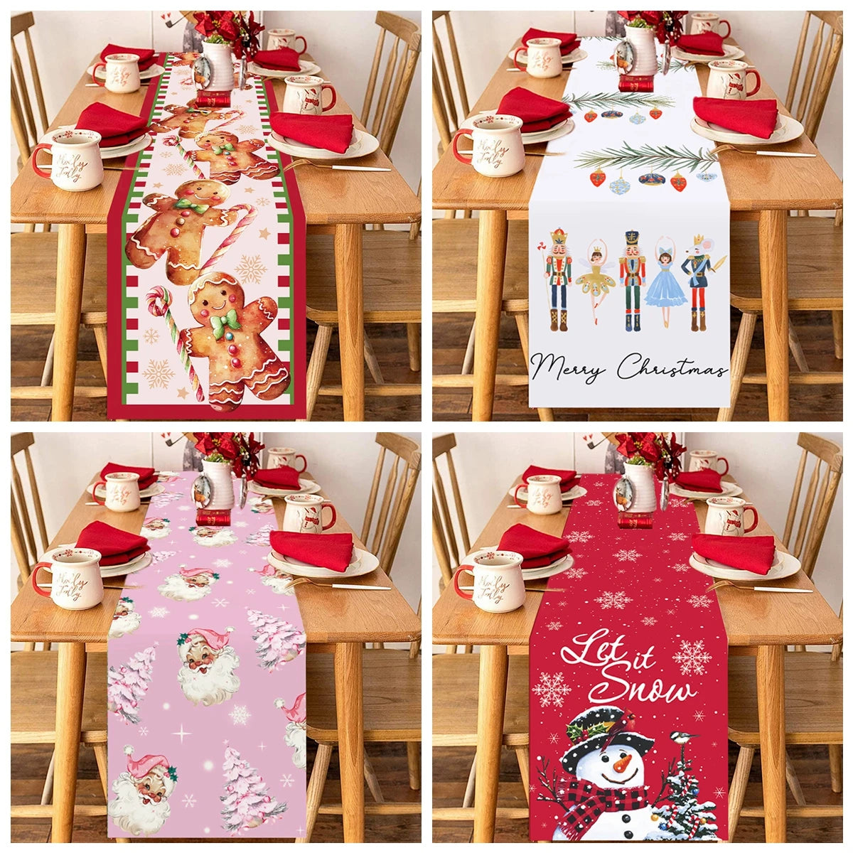 Natal papai noel corredor de mesa navidad natal noel árvore boneco de neve bandeira de mesa feliz natal decoração para casa 2025 ano novo 2026