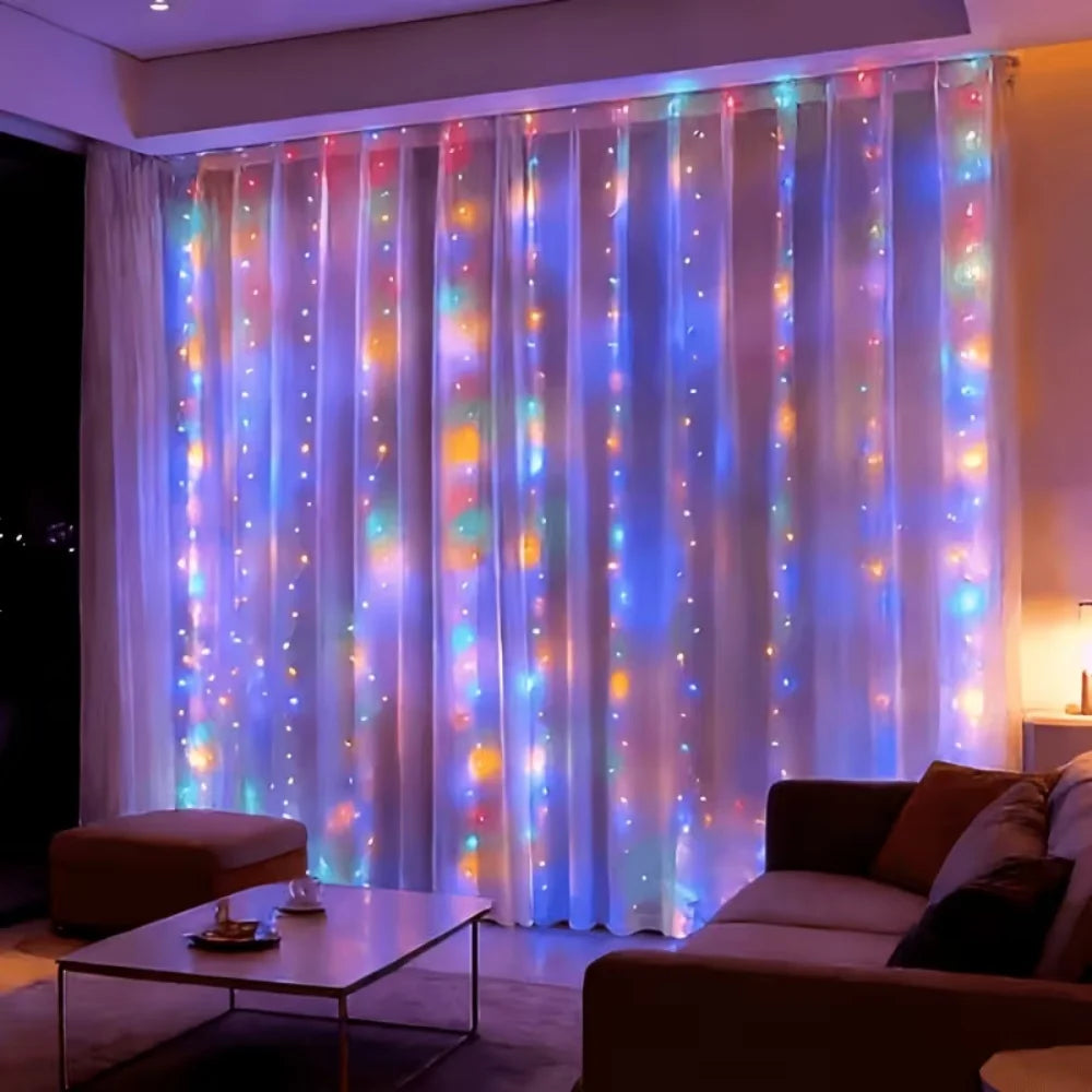Decoração de Natal para Casa 2026, Cortina de Luzes LED de Fada, Fio de Luzes a Pilha para Quarto, Casamento, Festa e Decoração de Ano Novo