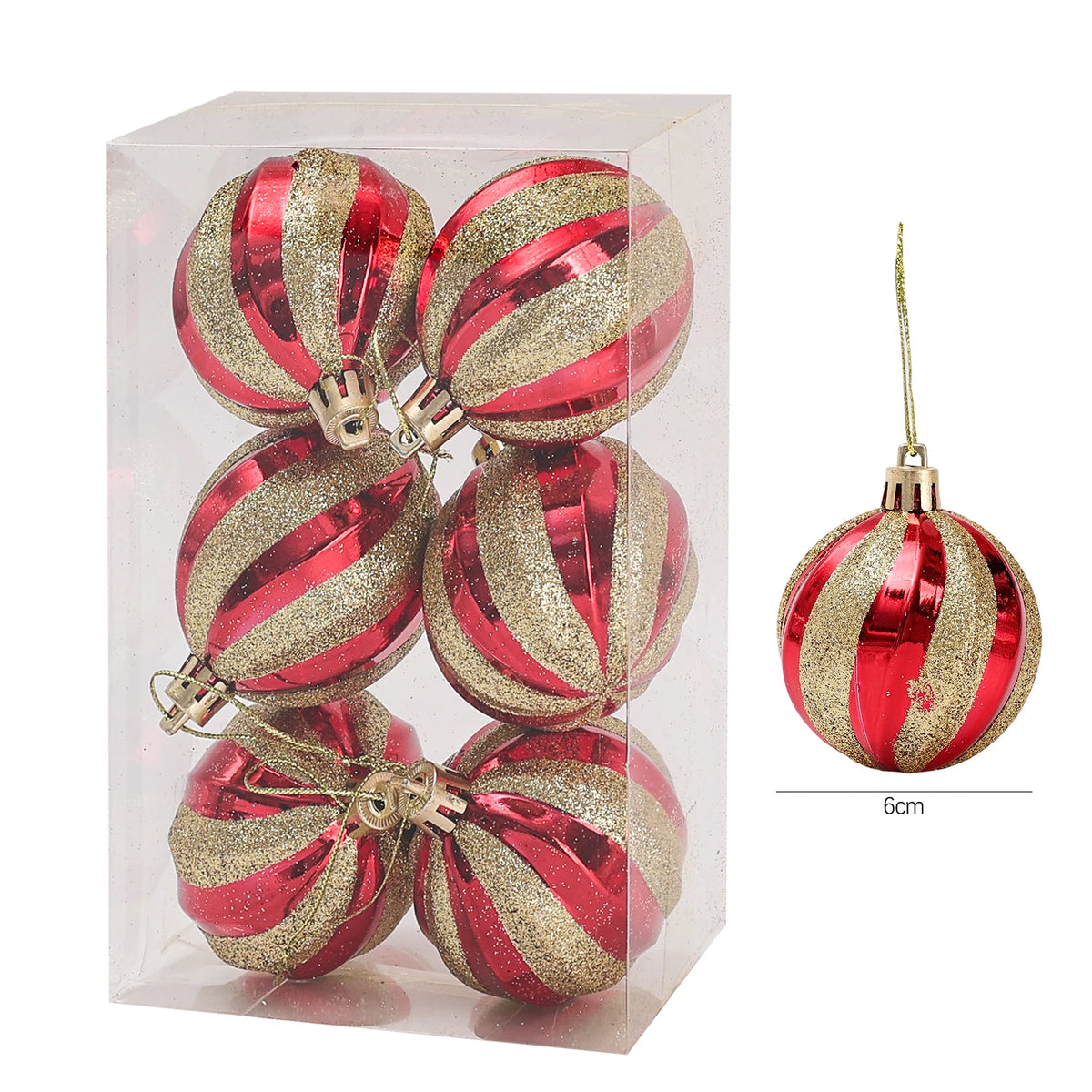 Bolas de Glitter de Natal 24/6x, Enfeites para Árvore de Natal, Bolas Pendentes para Árvore de Natal, Presente de Ano Novo, Decoração para Festa em Casa