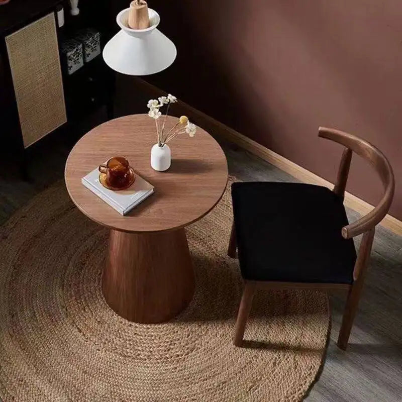 Mesa de centro nórdica de madeira maciça, pequena, redonda, luxuosa, mesa lateral para casa, minimalista, sala de estar, mesa de chá, estilo wabi-sabi