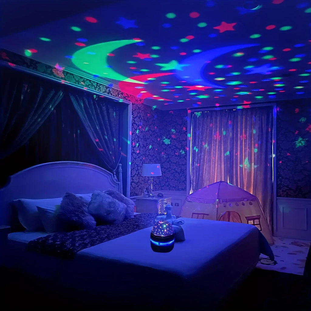 Led céu estrelado luzes da noite usb lâmpada do projetor bola mágica lua estrela luzes de natal casa sala atmosfera decorações