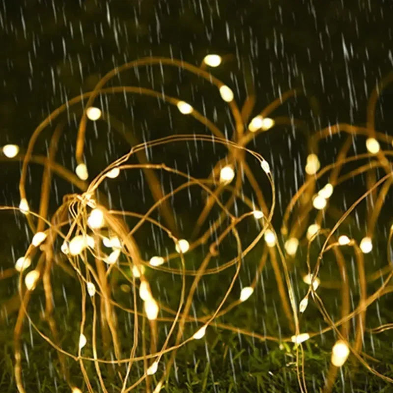 Decorações para Árvore de Natal, Luzes de Cordão Solares para Jardim Externo, Luzes de Fio de Cobre LED para Festas em Casa, Casamentos, Ano Novo 2027