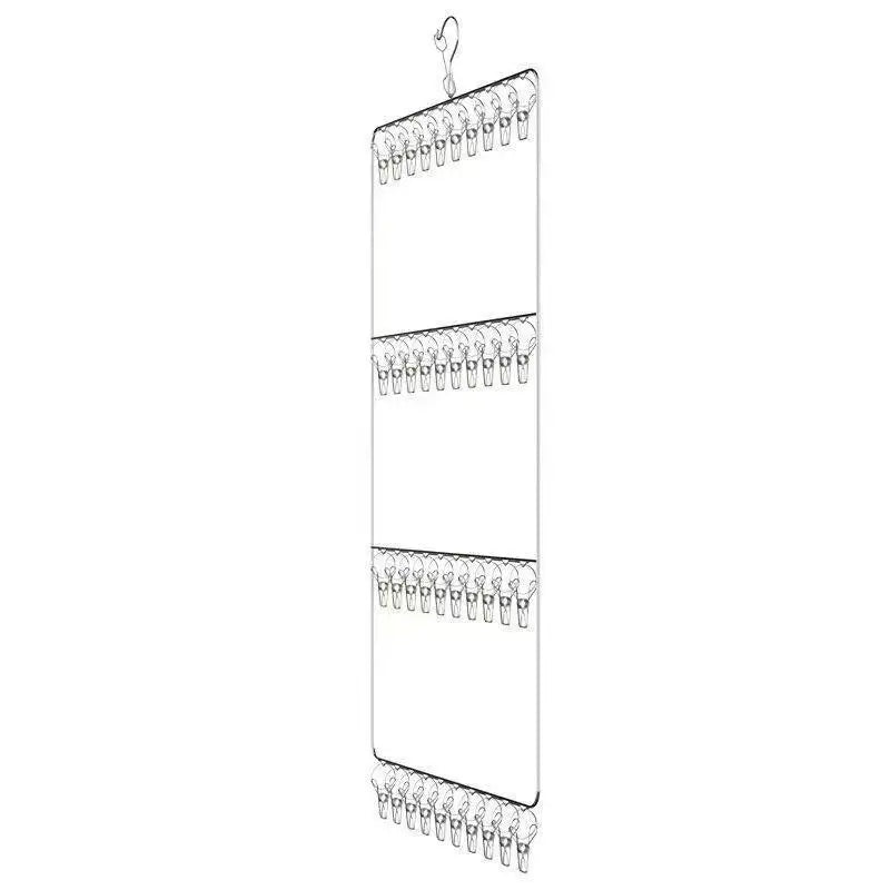 Varal de roupa em aço inoxidável com vários prendedores, resistente à ferrugem, economiza espaço, ideal para meias, roupa interior, varanda e lavanderia [YY32].