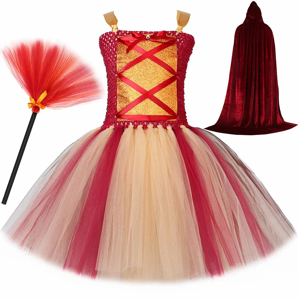 Sanderson irmãs bruxa traje para meninas halloween carnaval festa tutu vestido hocus pocus traje crianças fantasia vestir-se roupas