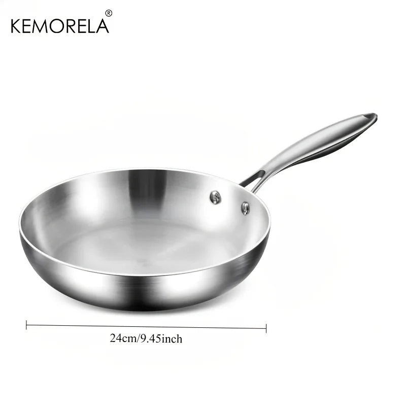 Frigideira de aço inoxidável KEMORELA 316, design polido espelhado, vários tamanhos de aço inoxidável de três camadas para fogões de indução Kasa & Pet Store