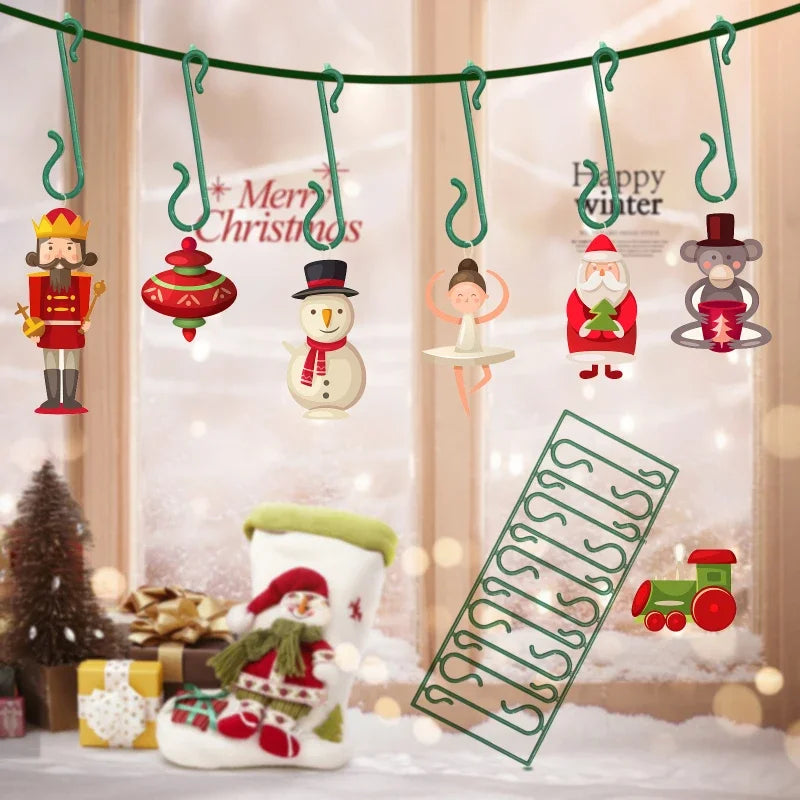 50/400 pçs mini gancho de natal de plástico em forma de s árvore de natal bola pingentes ornamento pendurado cabide diy navidad decoração de festa em casa