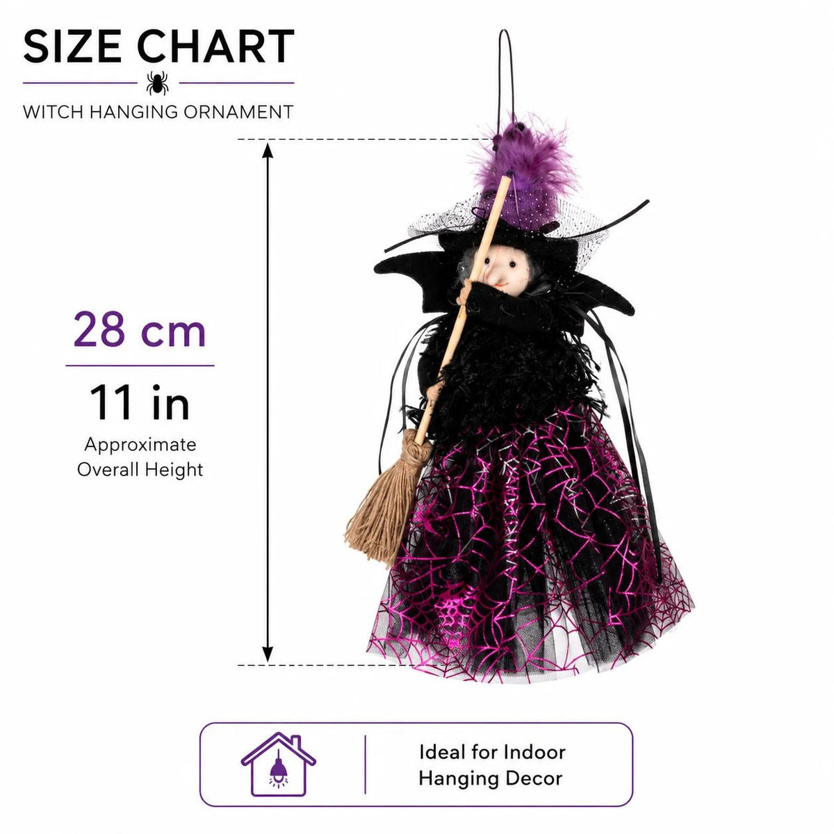 Enfeites de Bruxa de Halloween para Pendurar com Vassoura, Perfeitos para Festa de Halloween e Decoração de Casa Assombrada, Decoração Festiva para o Lar - Kasa & Pet