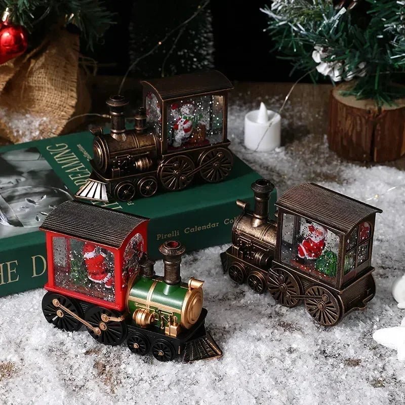 Presente de natal bola de cristal ornamentos luzes led trem papai noel feliz natal decoração para festa em casa natal