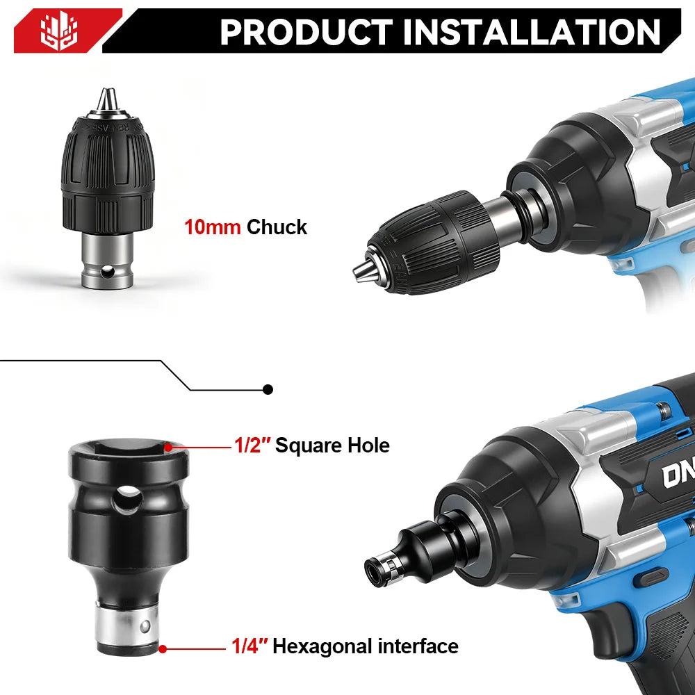Onevan 1800n.m chave elétrica sem escova 1/2 polegada chave de impacto sem fio chave de fenda ferramenta reparo do carro para makita 18v bateria pino