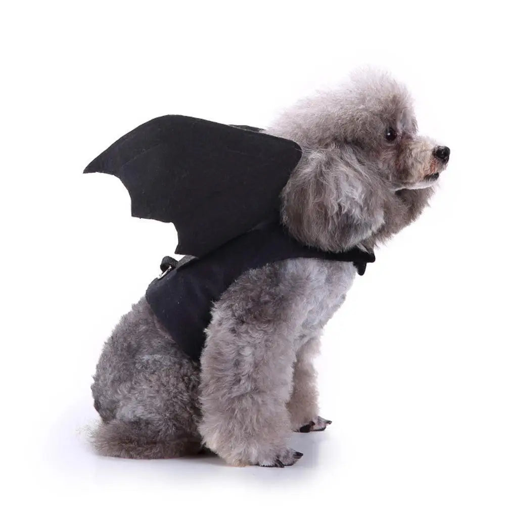 -Disfraz de animal de estimação de Halloween - Fantasia de arnês de asas de morcego pretas fofas para gatos e cães, cosplay de festa de Halloween, suprimentos para animais de estimação