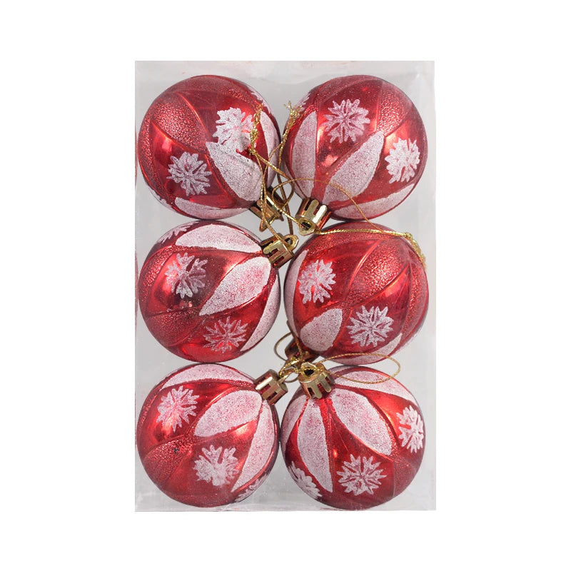 6 Peças/caixa Bolas de Natal de 6cm Enfeites Pendentes para Árvore de Natal Decorações de Natal para Casa 2026 Presente de Ano Novo