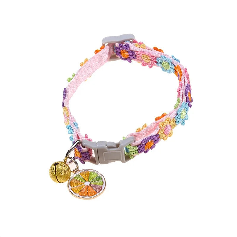 Coleira para Animais de Estimação com Sino, Estampa de Patas Colorida, Ajustável, para Cães, Filhotes e Gatos, Acessório de Segurança com Sino, Colar para Pets