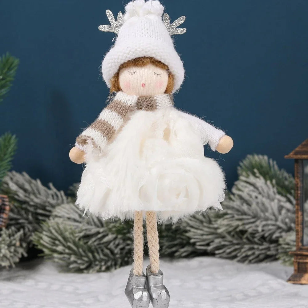 Natal Pendurado Malha Sequin Saia, Anjo Xmas Árvore Pingente Enfeites, Decoração de Casa, Noel, Presentes, 2022
