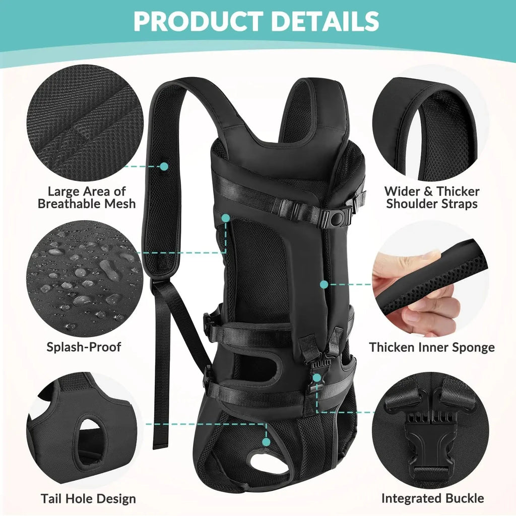 Mochila para transportar cães, esponja espessada, frente para animais de estimação, mochilas para transportar cães, portátil, ajustável, mãos livres, mochila para cães