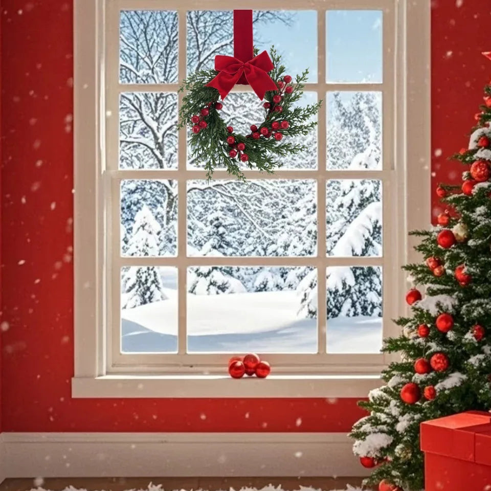 Decorações de Natal, Guirlanda Artificial, Arranjo para Janela, Guirlanda de Natal para Pendurar na Porta, Anel de Rattan, Artigos de Natal