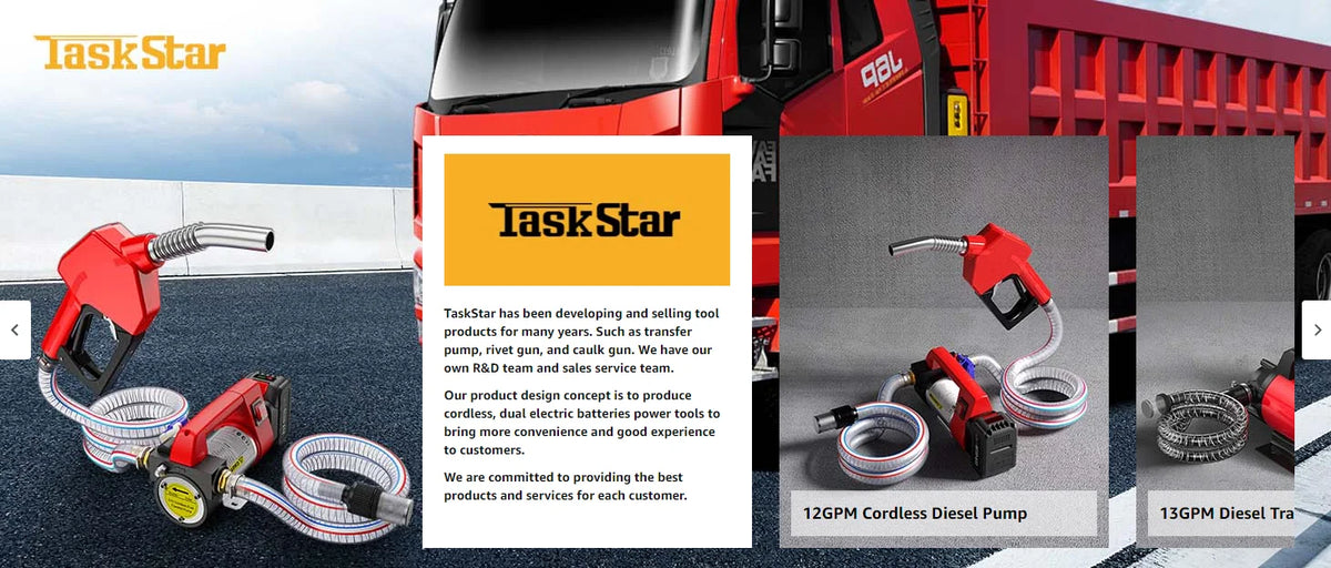 Bomba de Combustível Elétrica Taskstar 21V para Caminhões e Tratores a Diesel, Bomba de Transferência de Diesel 45 L/min para Bateria Makita 18V