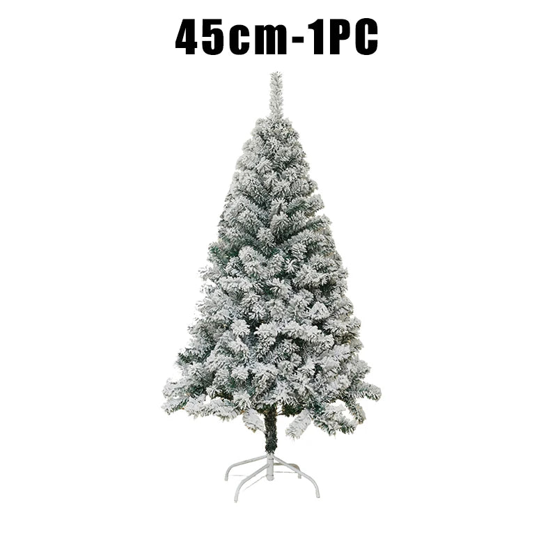 Árvore de natal de pvc flocada branca, efeito de neve realista, pinho artificial, árvore de natal para decoração de exibição de janela de loja