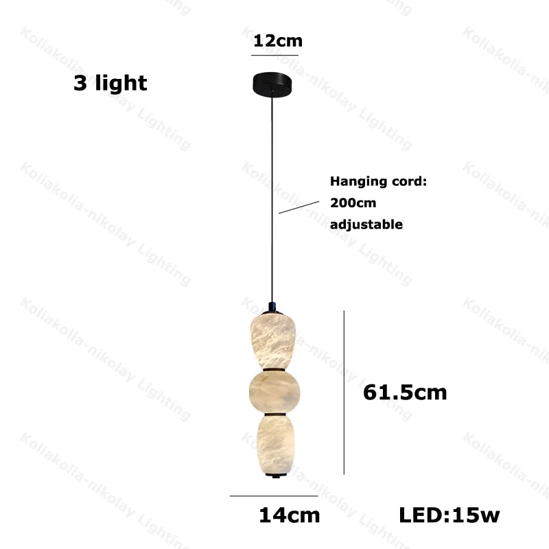 Lustres de LED Reguláveis de Mármore Natural para Decoração de Casa, Nova Tendência 2026, Iluminação para Sala de Estar e Sala de Jantar