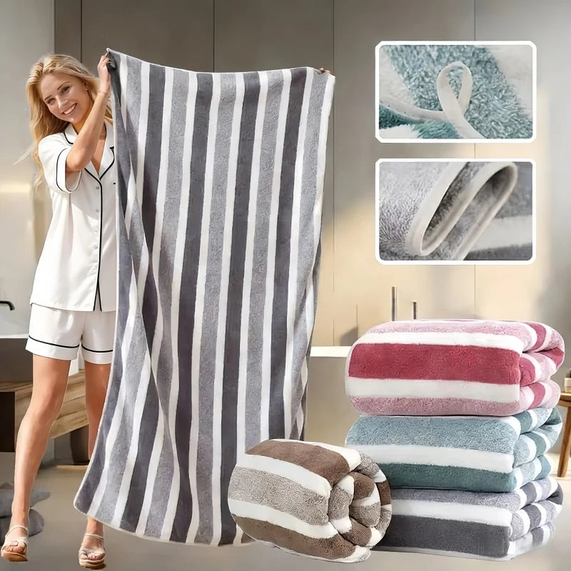 Toalha de banho grossa, forte absorção de água e secagem rápida, não solta pelos, durável, ultra macia - muito adequada para famílias e praias.