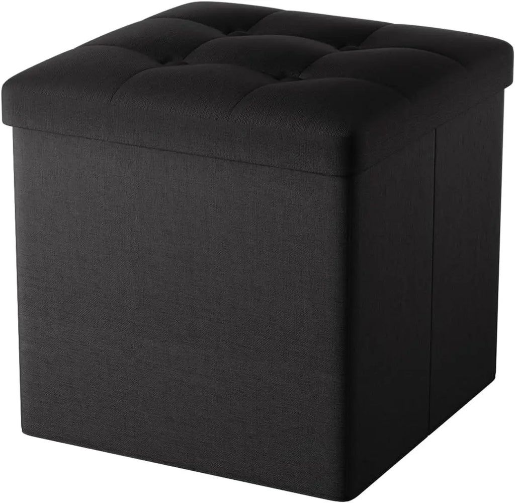 Banqueta dobrável Oak & Tea com espaço de armazenamento e estofamento macio, caixa de arrumação 30x30x30cm marrom cinza