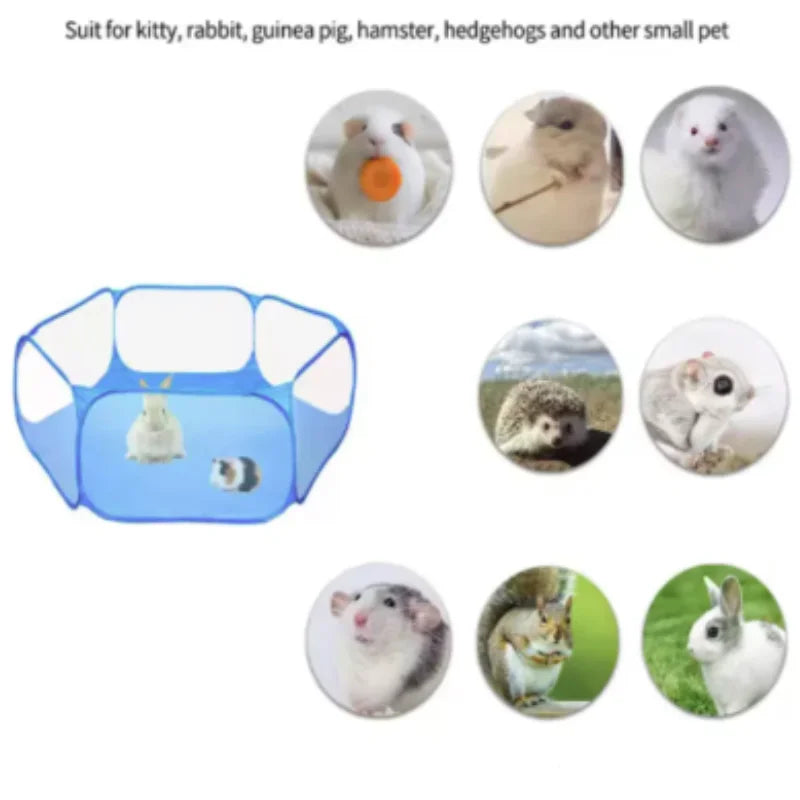 Transparente portátil pet gaiola tenda cão gato cercadinho aberto dobrável quintal cerca para hamster coelho cobaia pequena gaiola para animais de estimação