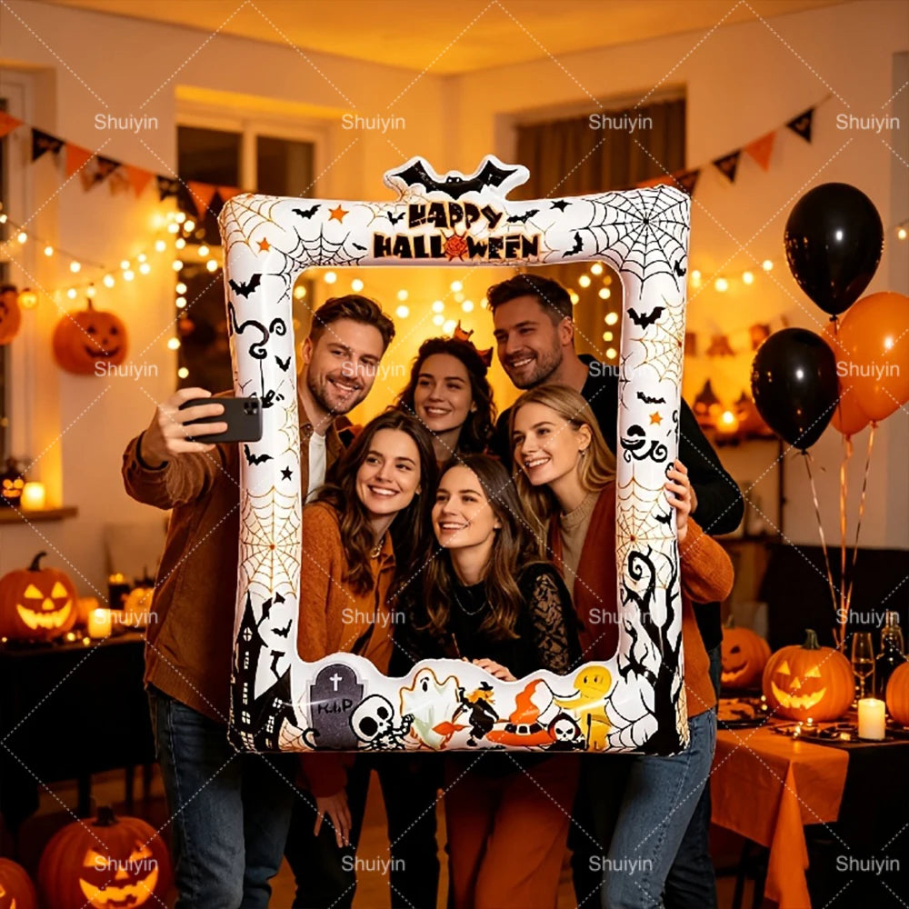 Porta-retratos inflável portátil de Halloween, balão divertido para festa de Halloween, adereço para cabine de fotos, decoração de casa assombrada com morcegos, suprimentos para festas, presente para crianças.
