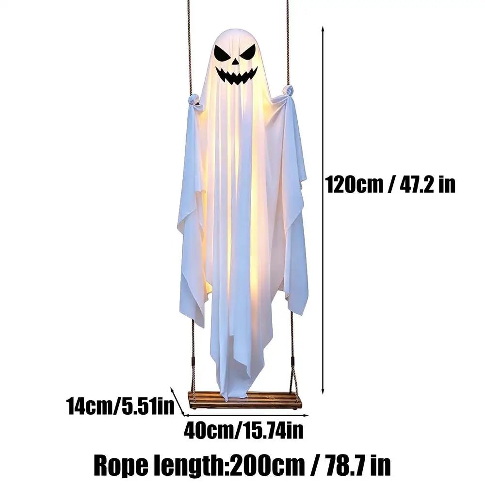 Decoração de Fantasma Balançante para Halloween, 47 Polegadas, Decoração Animada Assustadora para Exteriores, Adereços para Pendurar em Árvores de Jardim, Ornamento Assustador Iluminado - Kasa & Pet
