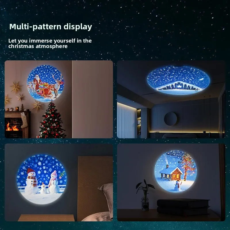 Projetor de Natal, Ornamento de Projeção de Padrão de Papai Noel e Neve Brilhante e Flexível para Decoração de Natal em Festas e Quartos
