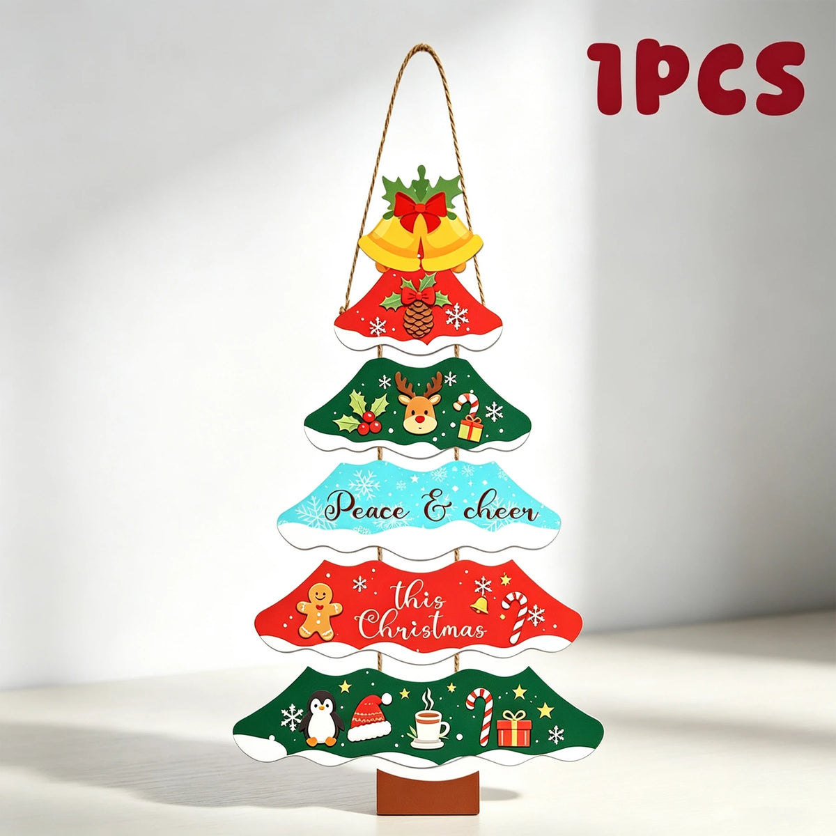 Enfeite de Papel para Árvore de Natal, Placa Festiva para Pendurar na Porta ou Parede, Decoração de Natal para Varanda, Janela, Casa e Festa