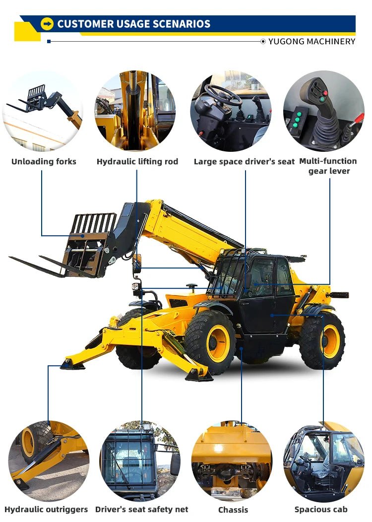 Empilhadeira Telescópica Hidráulica 4X4 Personalizada com Capacidade de 3 Toneladas, 4 Toneladas e 5 Toneladas com Motor EPA à Venda - Kasa & Pet