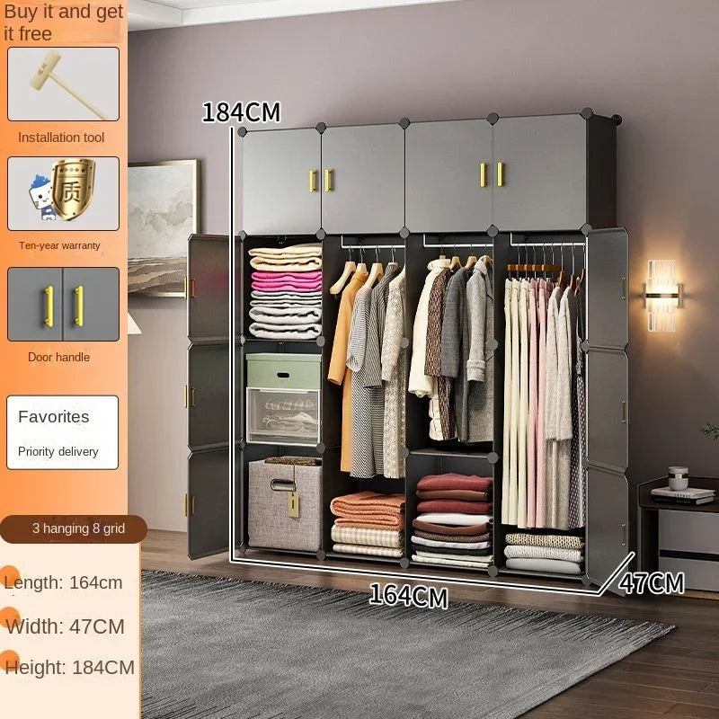 Guarda-roupa conjunto de roupas plástico dobrável à prova de poeira armários cubo armazenamento locke armário móveis organizador de zapatos Kasa & Pet Store