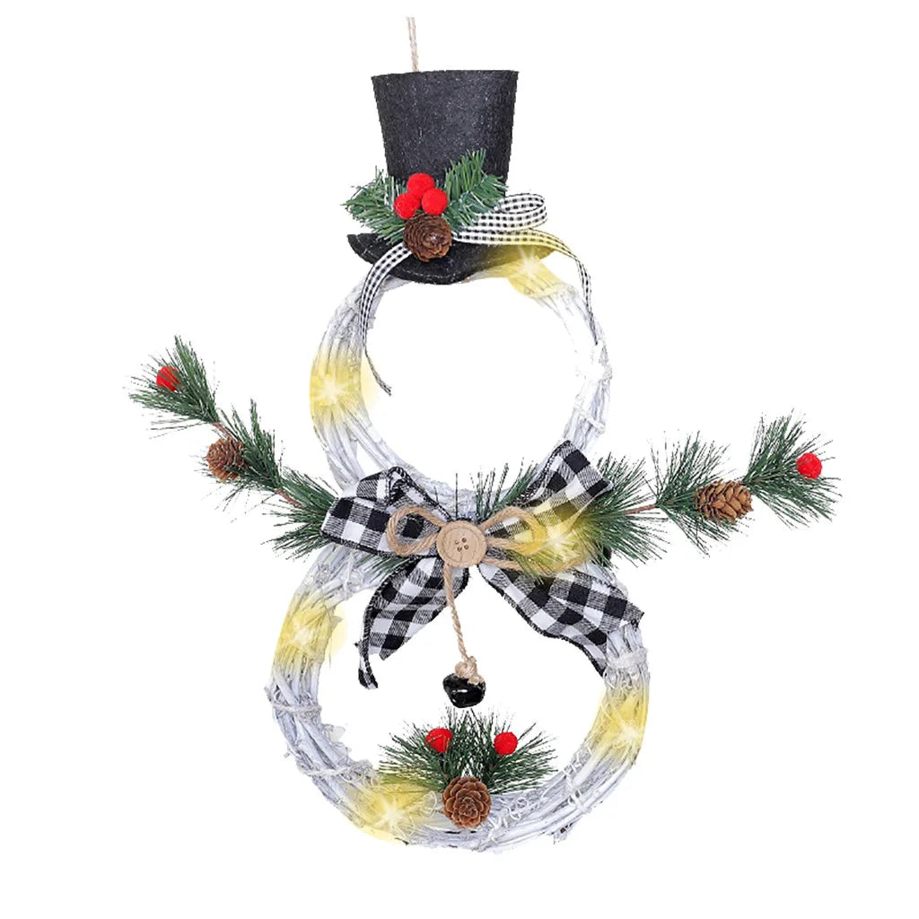Natal boneco de neve grinalda guirlanda led luz porta decoração artificial casa janela parede fundo porta pendurado ornamento luminoso
