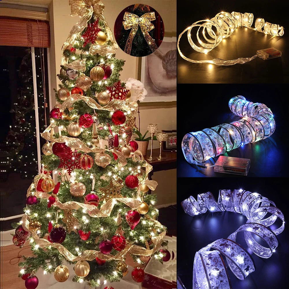 Decoração de natal fita luzes de fadas ornamento da árvore de natal luzes da corda de natal navida natal decoração de ano novo 2025