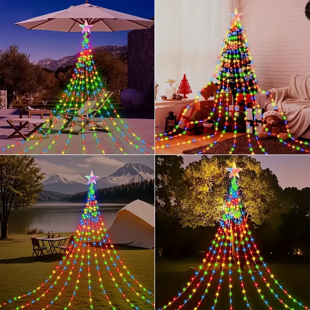 Decoração de natal 2025 luzes de decoração de férias solares led luzes de corda de natal ao ar livre estrelas brilhantes natal