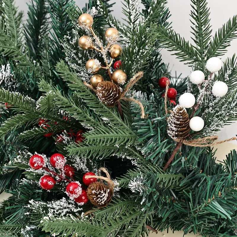 Galhos Artificiais de Frutas Vermelhas e Pinhas para Guirlandas de Natal, Enfeites para Árvore de Natal, Ramos de Pinheiro Perene