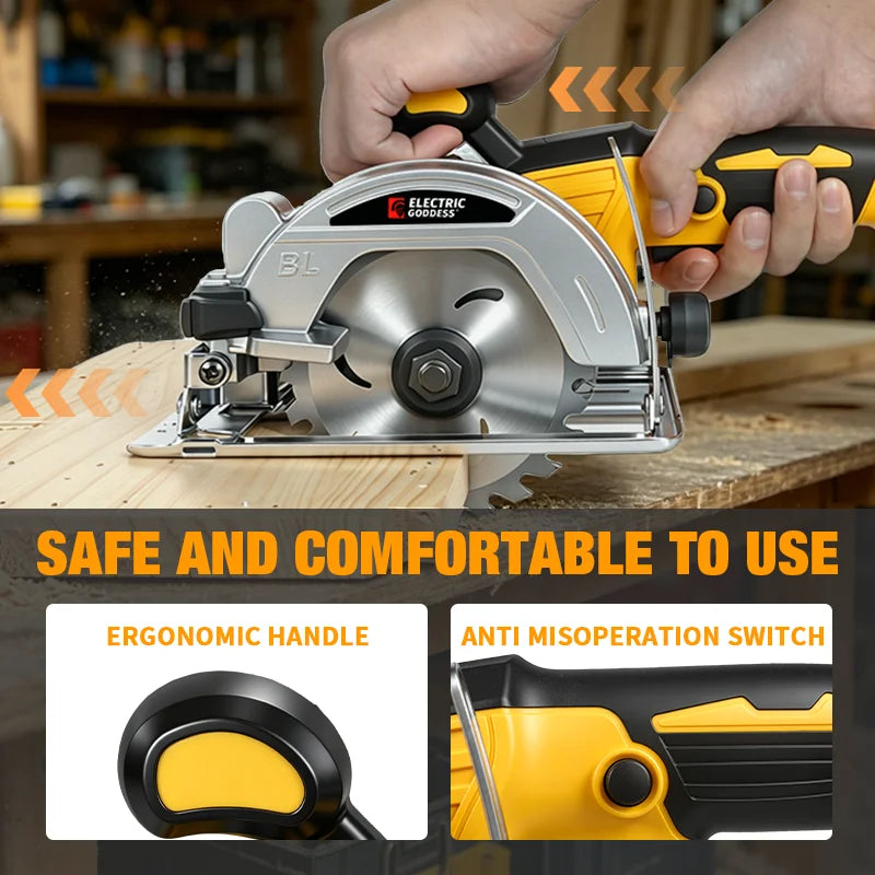Serra Circular Elétrica Compacta Goddess de 5 Polegadas Sem Escovas, Ferramenta Elétrica para Cortar Madeira e Metal, Compatível com Bateria Dewalt 20V