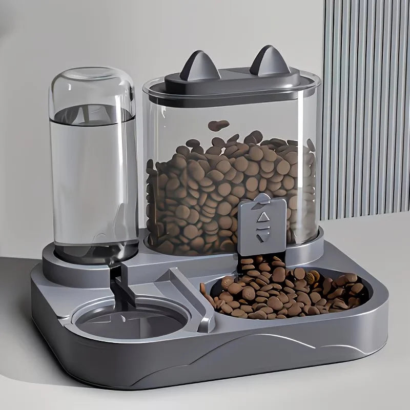 Dispensador de Água e Ração 2 em 1 para Animais de Estimação, Separação de Ração Seca e Úmida, Plástico Durável, Transparente, Sem Bateria, Para Gatos e Cães em Viagem