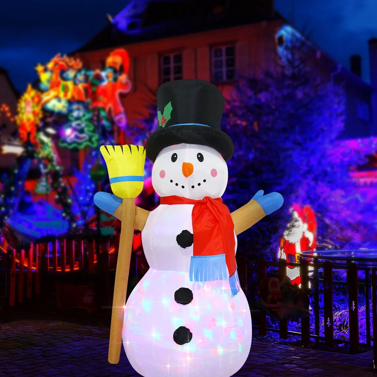 Decorações infláveis de natal-ramo boneco de neve, papai noel, homem de gengibre, saco de presente boneco de neve luz led decorações de gramado